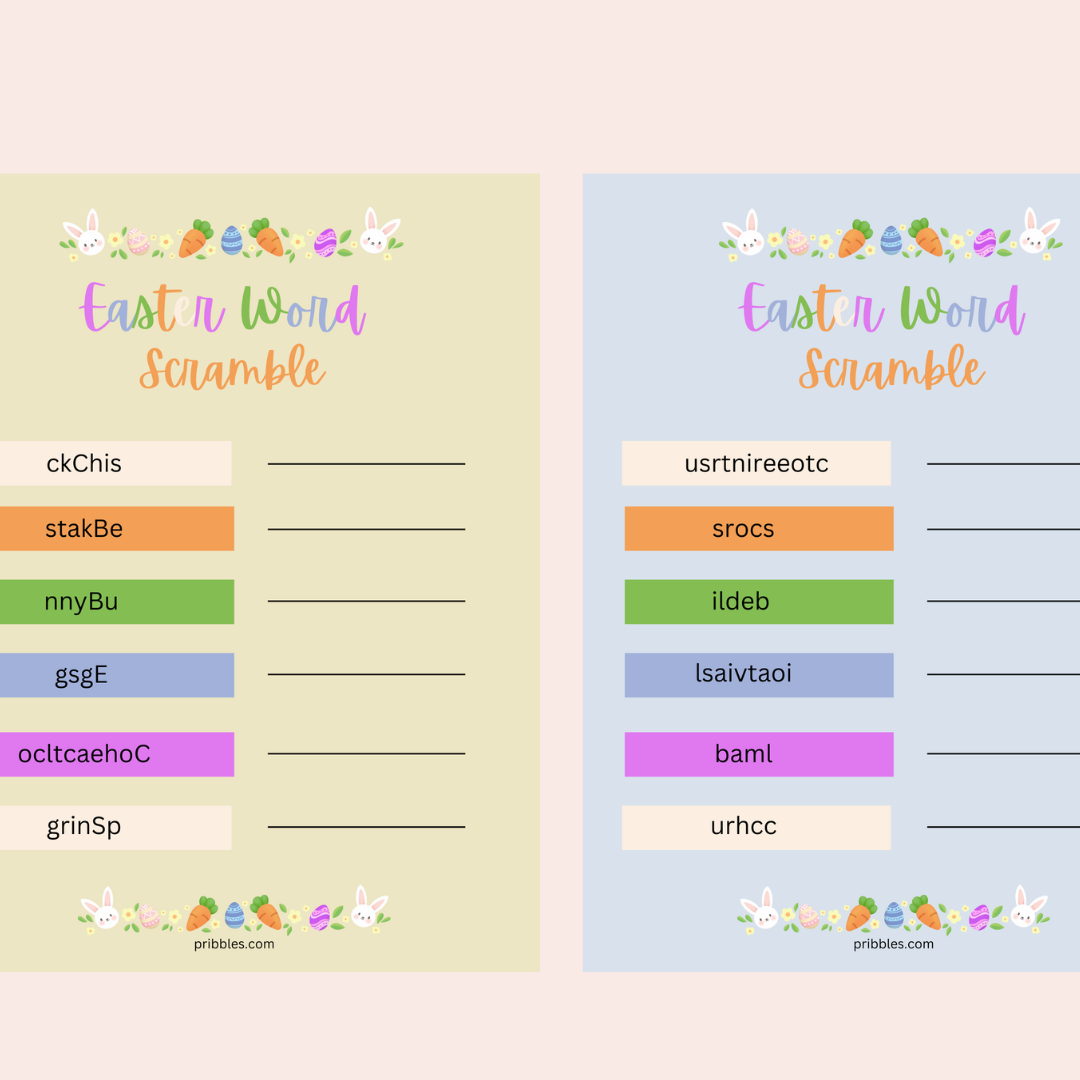 a couple of easter word scrambles for children